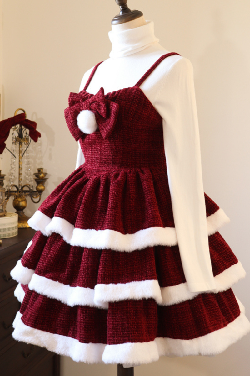Sweet Carol Fur Suspender Dress + Cape + Top + Petticoat + Hair Accessory