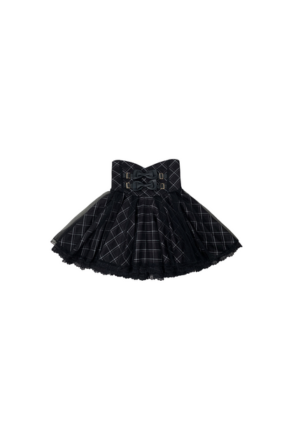 [pre-order] Sweet Dark Kawaii Ribbon Blouse + High Waist Skirt + Large Ribbon
