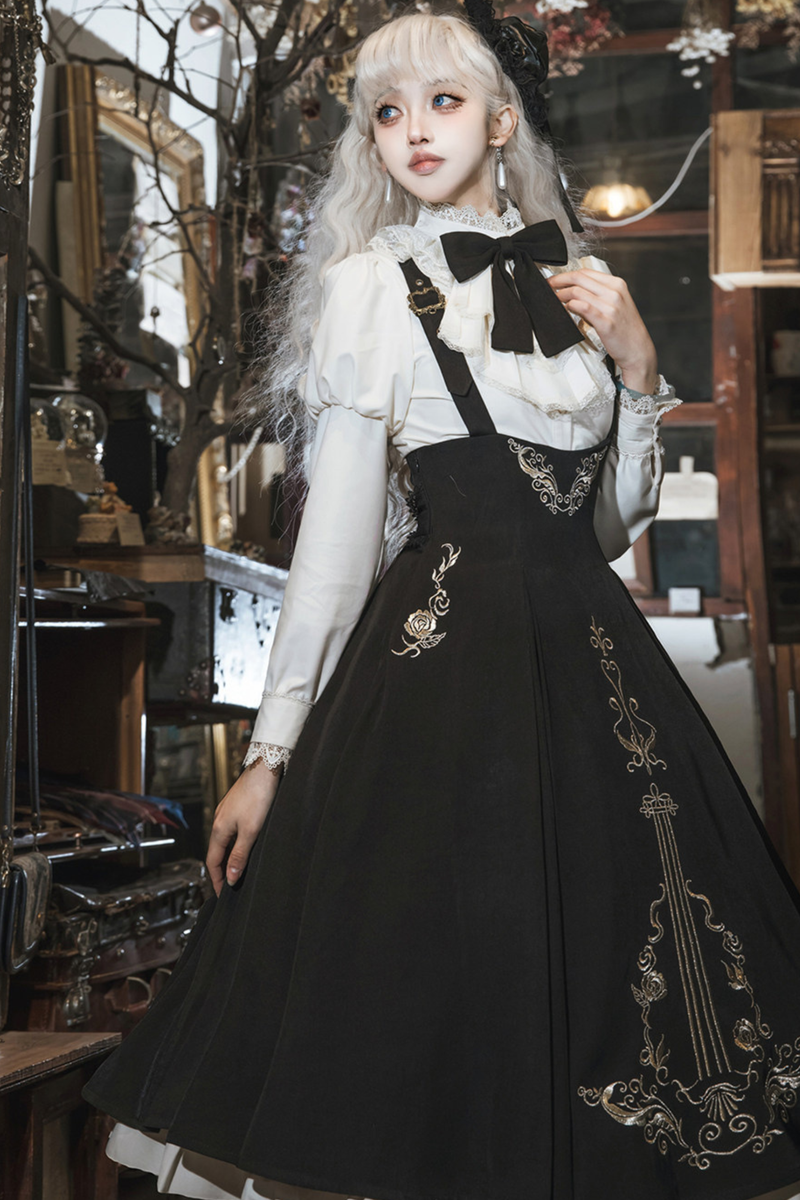 [pre-order] Gothic Dark Suspender Long Dress + Shirt + Jacket