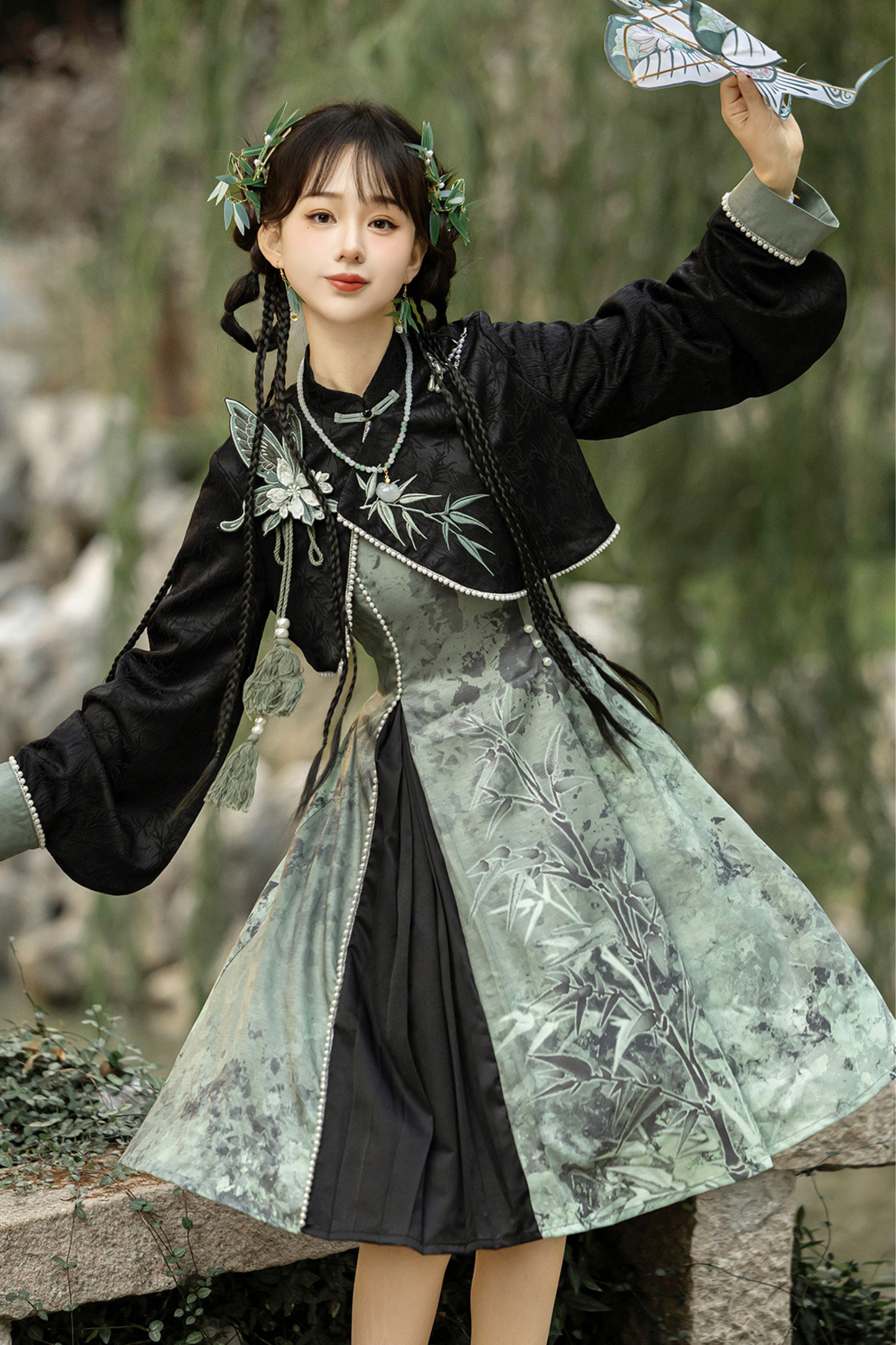 Neverland Smoked Chinese-style Lolita Suspender Dress + Short Chinese-style Jacket
