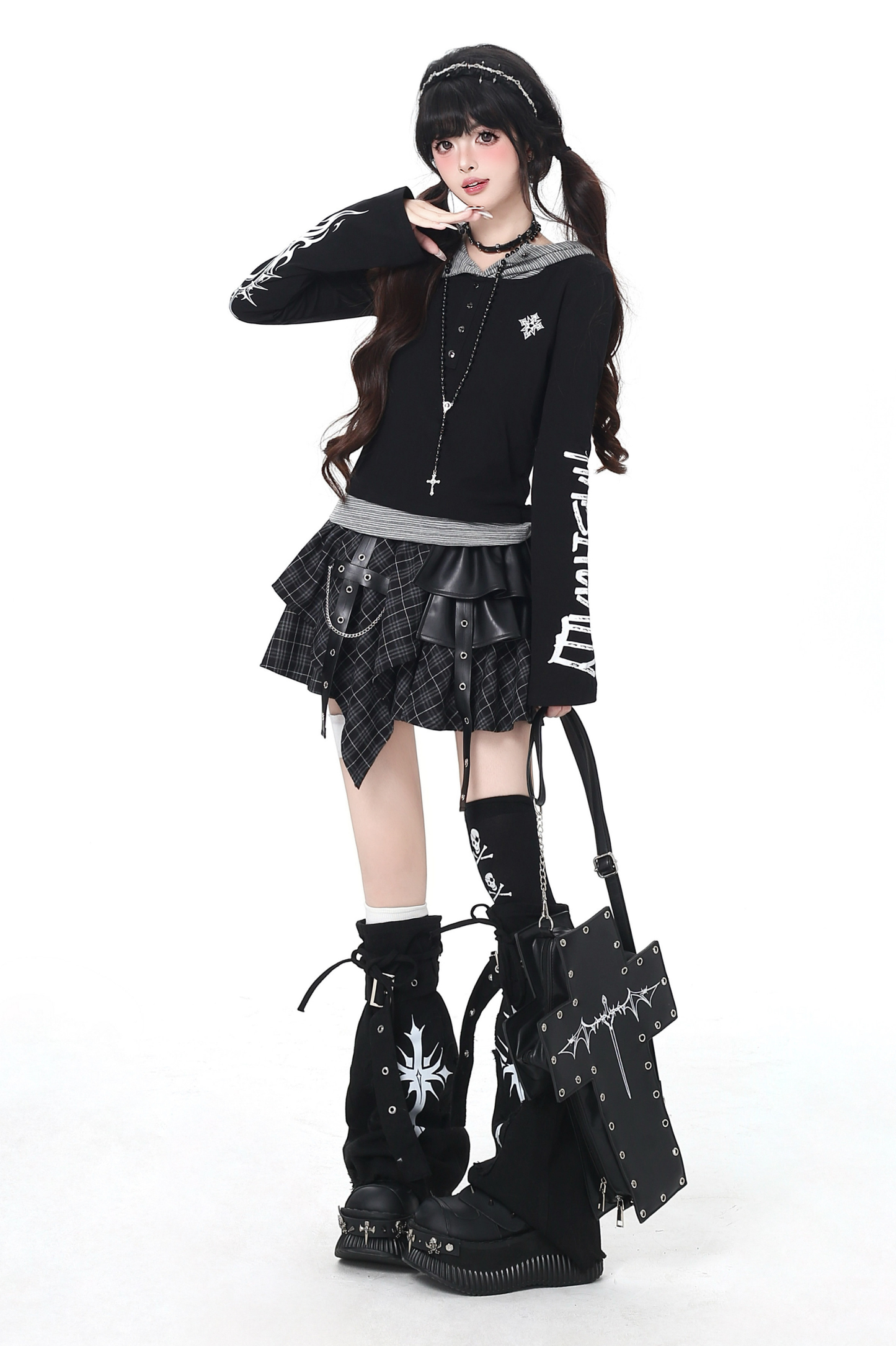Gothic Arm Design Hoodie Top
