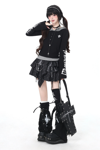 Gothic Arm Design Hoodie Top