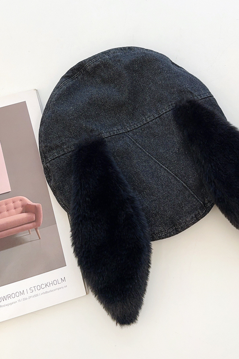 Fur Bunny Ear Hat + Lamb Hat