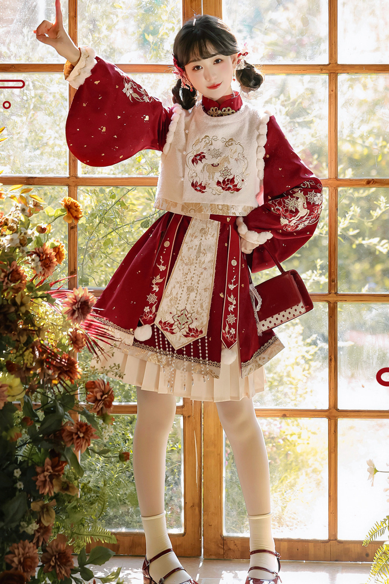 Chinese Lolita Red Dress Set