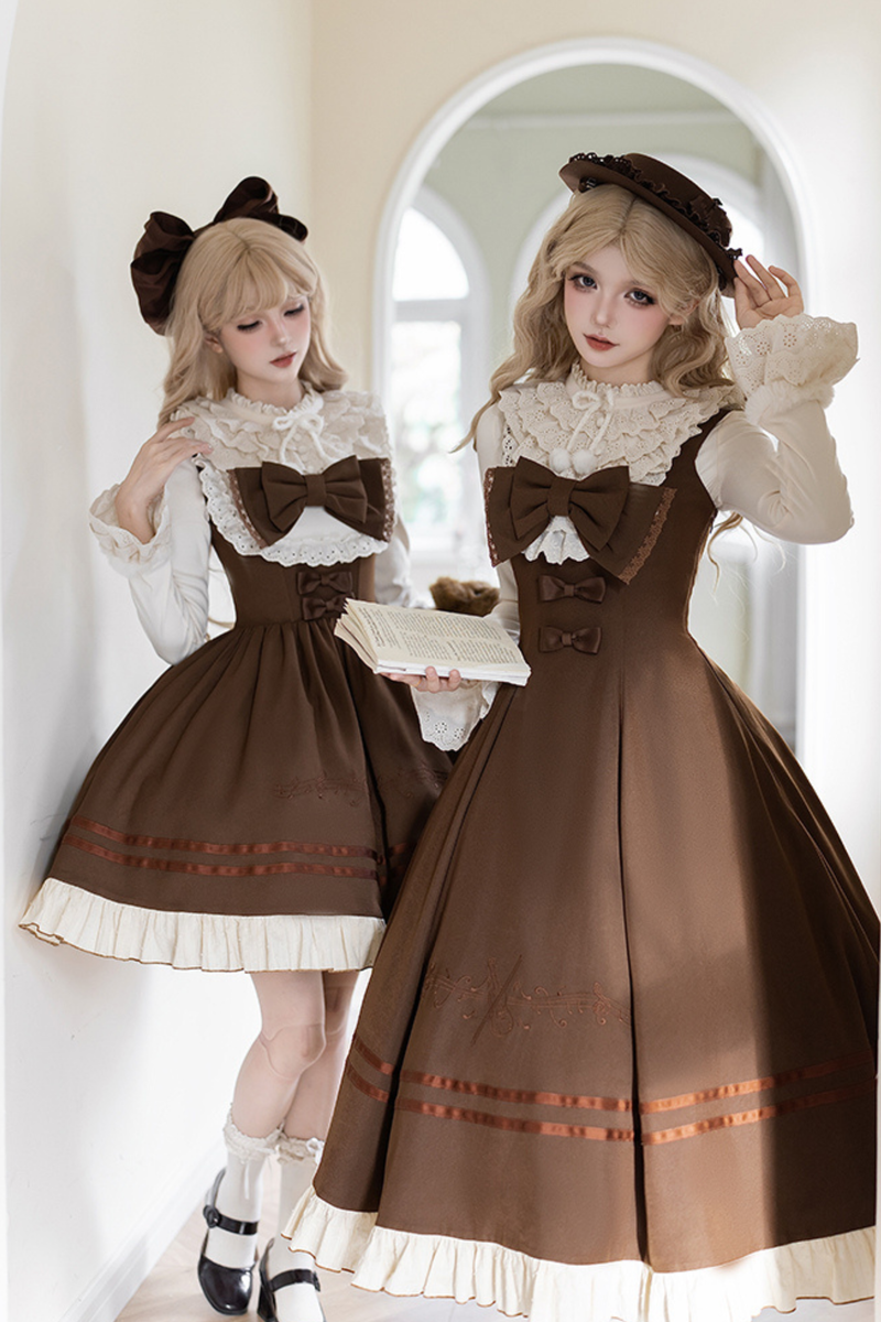 Twin Ruffle Doll Jumperskirt + Top + Ribbon + Hat