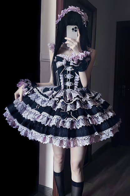 [pre-order] Princess Ballet Tiered Lolita Dress + Headband + Necklace + Sleeves + Tail
