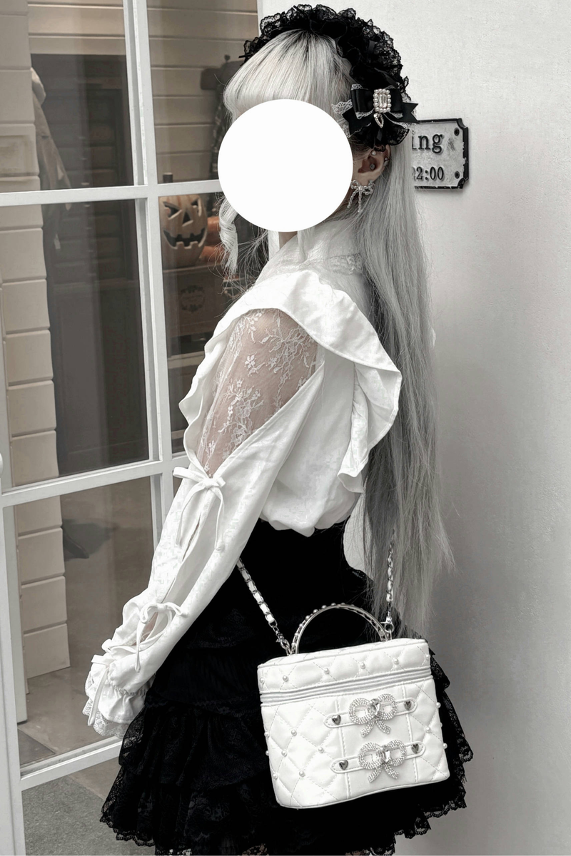 Pearl Rhinestone Lace Box Bag