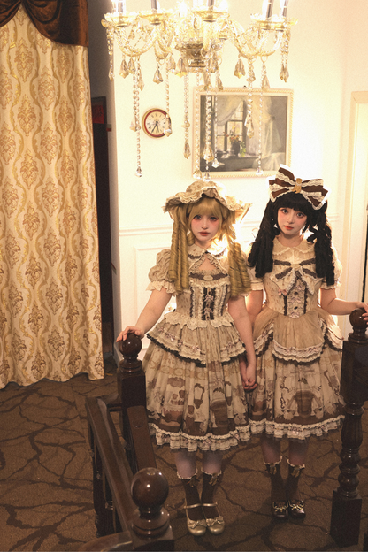 Briana Bear Print Dream Doll Lolita Dress + Jsk + Skirt + Shirt + Petticoat