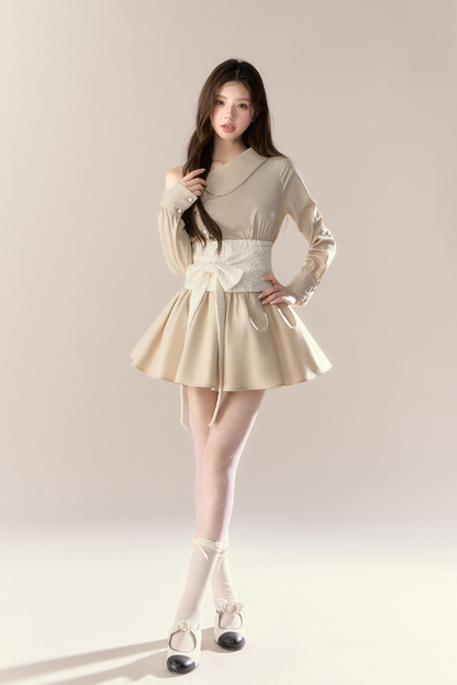 Heartbeat Signal Off Shoulder Shirt Dress