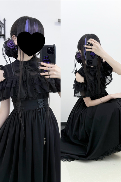 Dark Style Off Shoulder Lace Dress