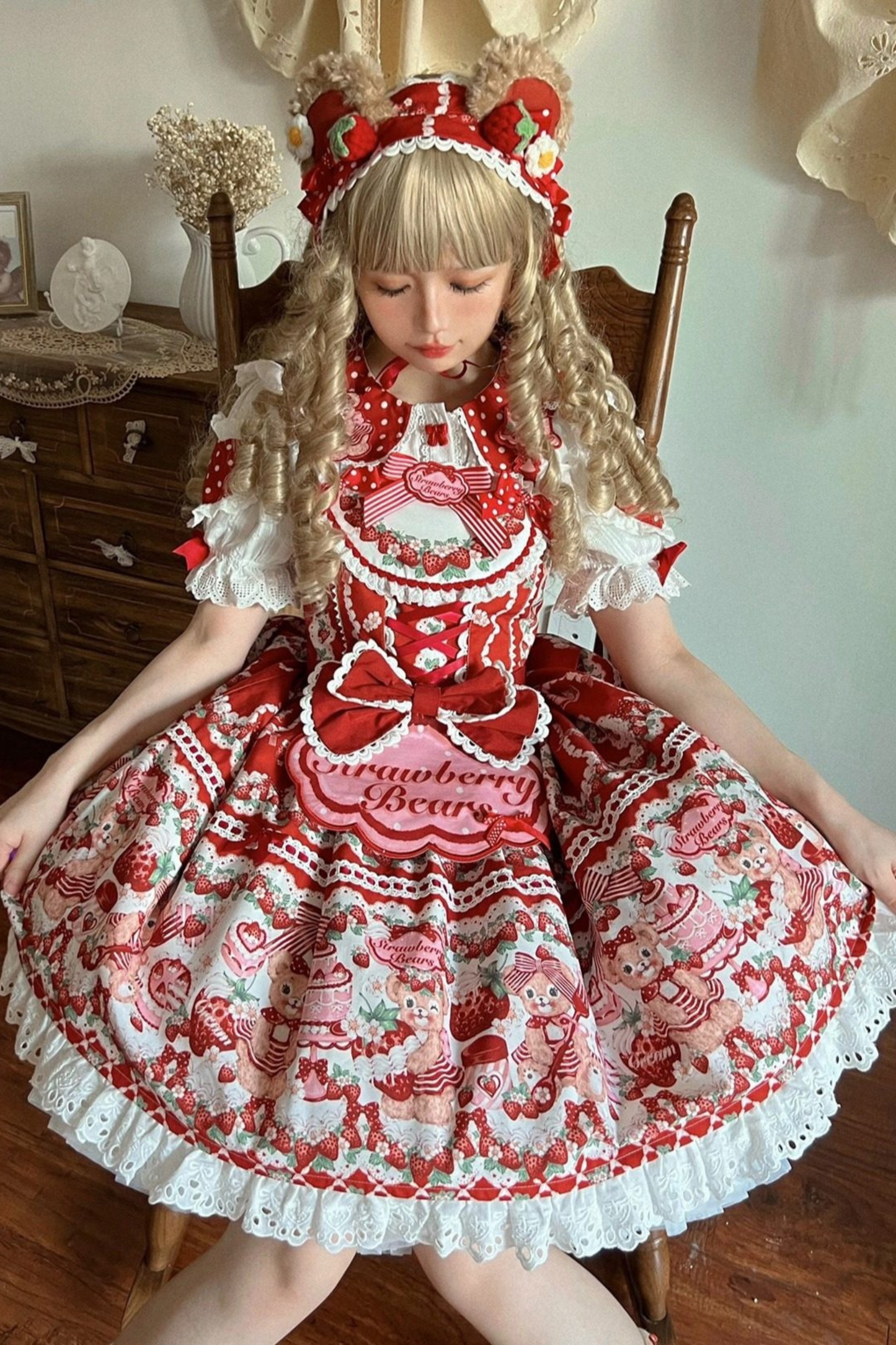 Bear Strawberry Field Lolita Jsk + Shirt