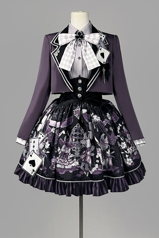 Night Alice Magic Theater Lolita Skirt + Shirt + Short Jacket