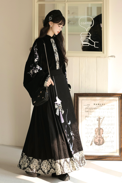 Dark Knight Chinese-style Top + Vest + Skirt