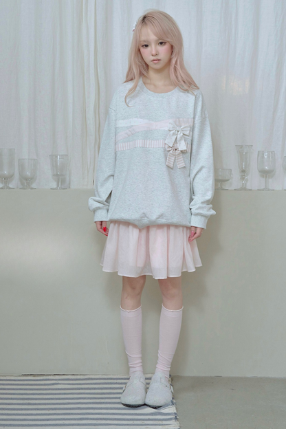 Ribbon Pullover Sweatshirt