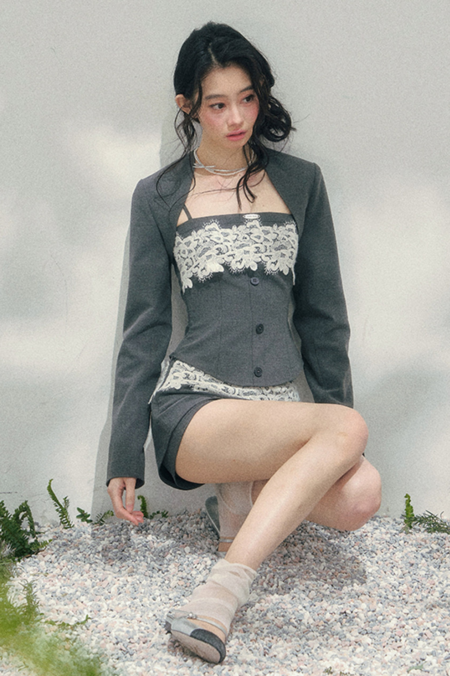 Lace Camisole Top + Shawl + Culottes