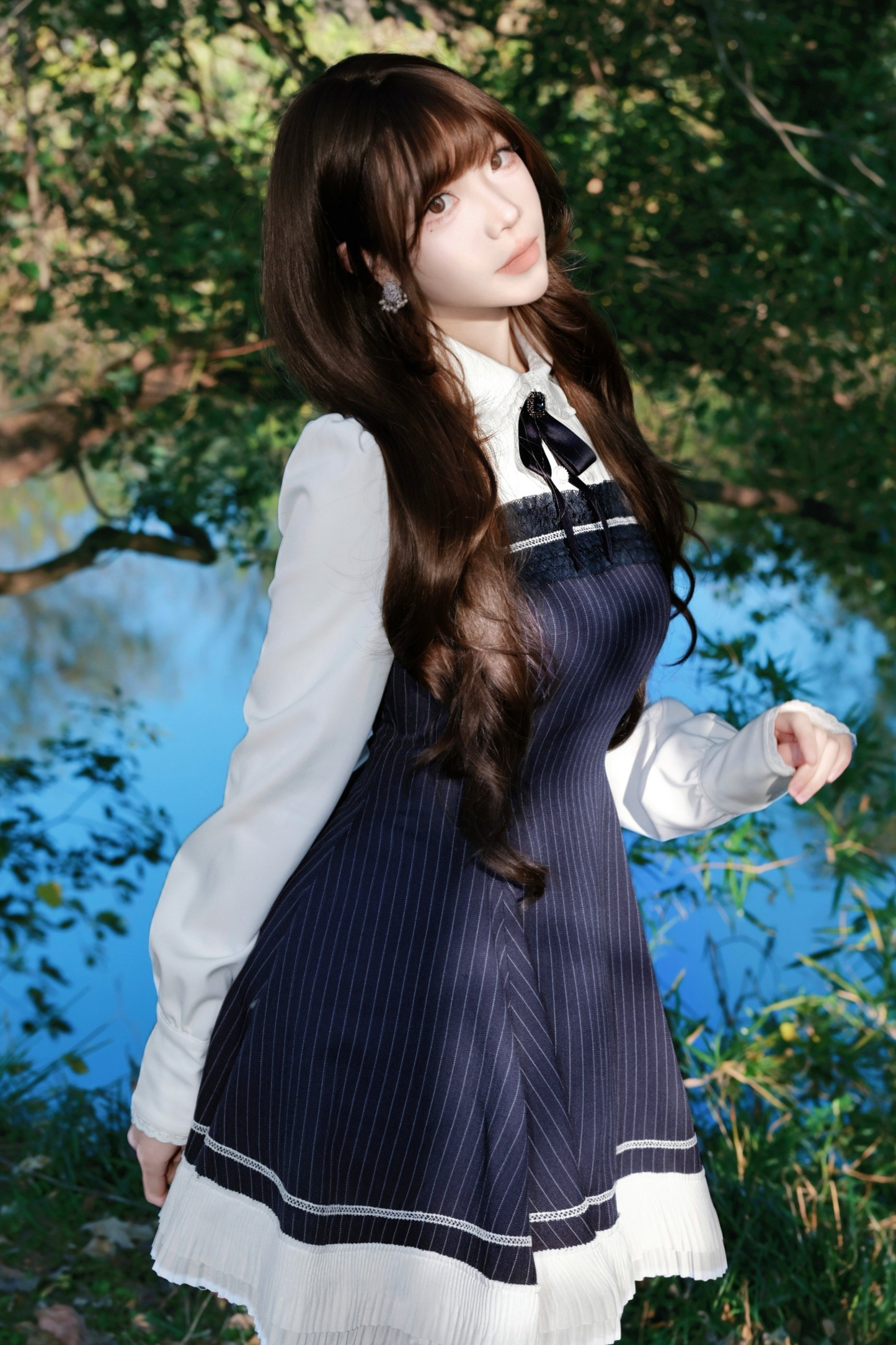 Retro Girly Striped a Line Dress