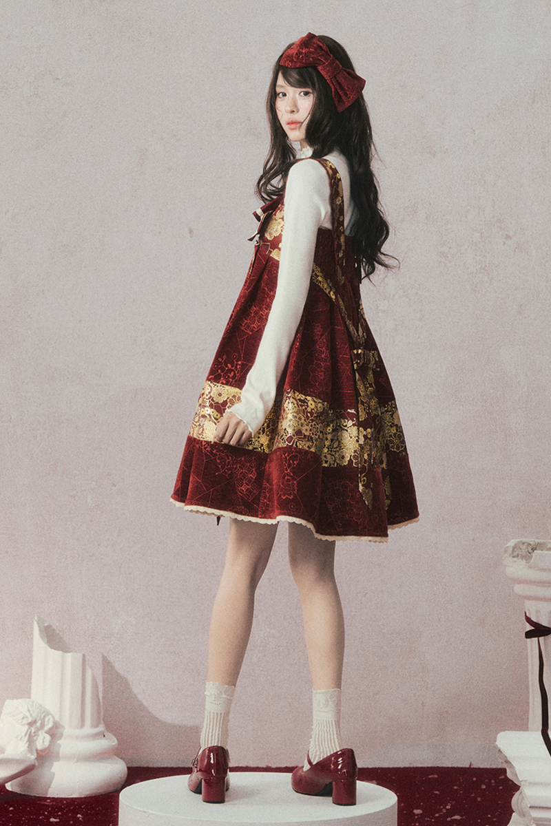 Velvet Dark Red Dress + Top + Jacket + Accessories