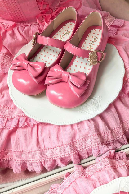 Glossy Color Ribbon Shoes