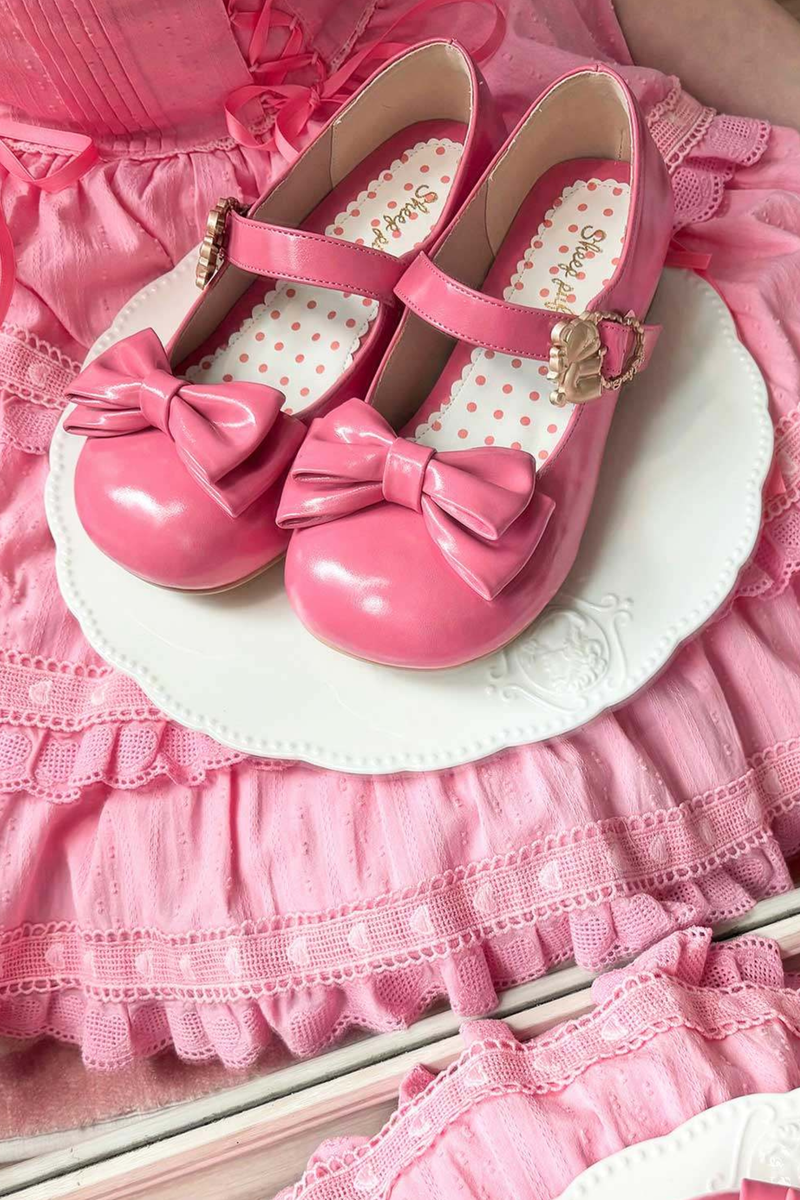 Glossy Color Ribbon Shoes