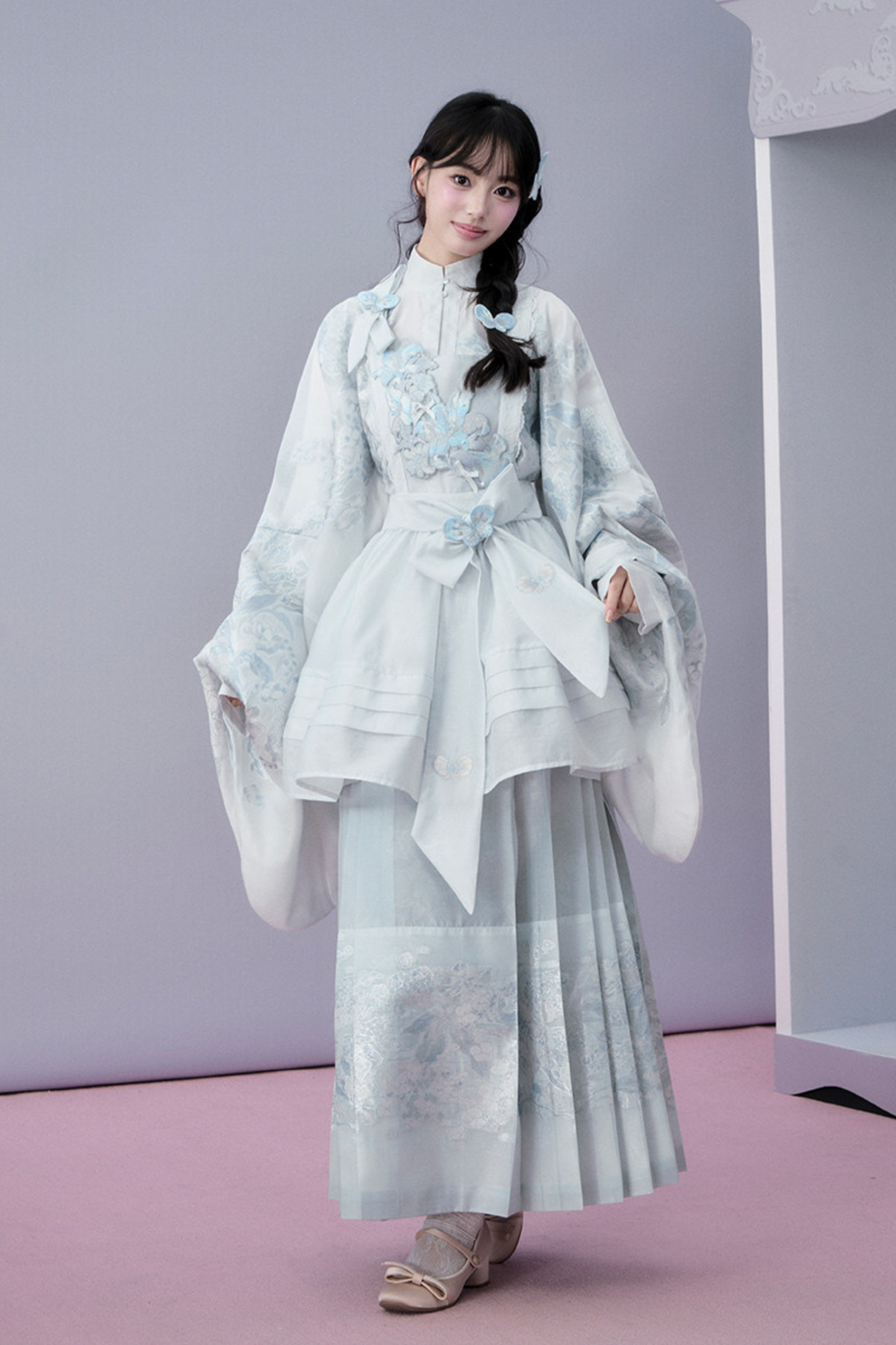 Water Mist Pure Chinese-style Jacket + Skirt + Overskirt