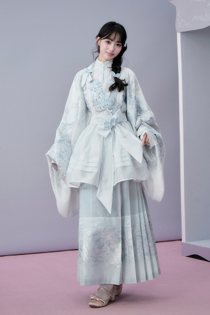Water Mist Pure Chinese-style Jacket + Skirt + Overskirt