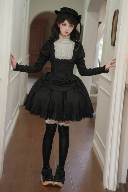 [pre-order] Classic Top + Curtain Skirt + Ribbon Collar + Hat