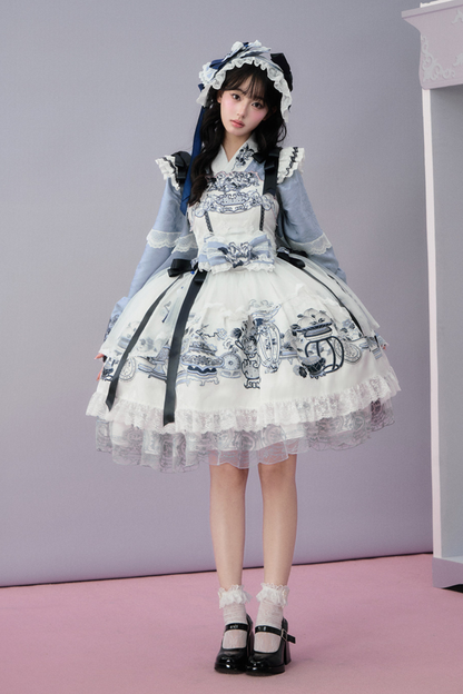 Chinese-style Design Flutter Sleeve Lolita Dress + Ribbon
