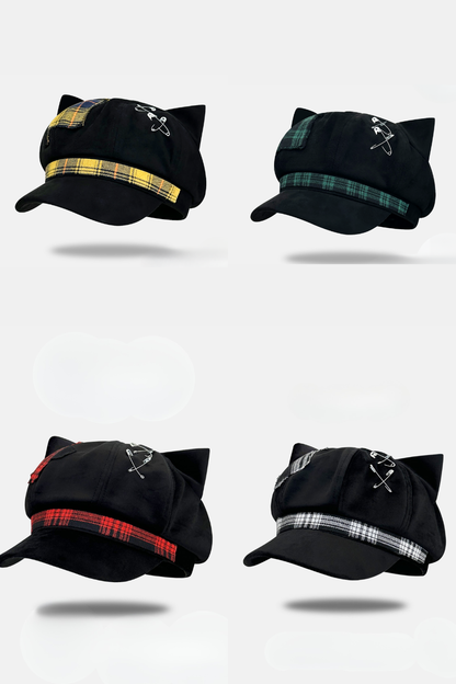 Cat Ear Subculture Plaid Hat