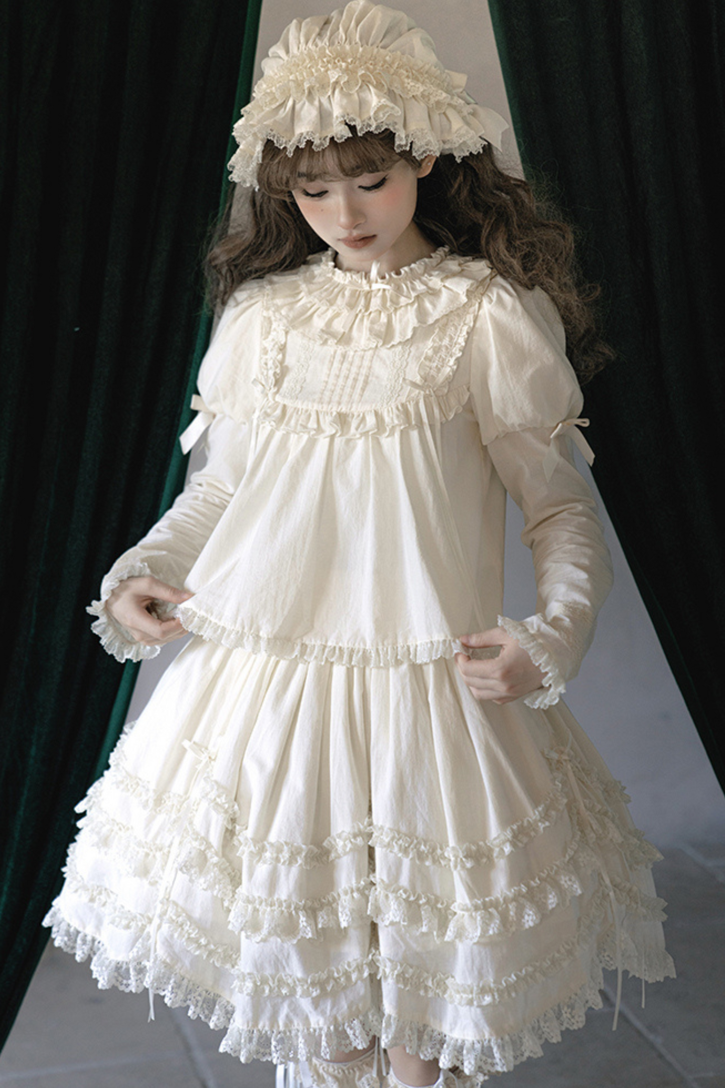 [pre-order] Marionette Lolita Jumper Skirt + Ruffle Collar Top + Flare Skirt + Lolita Dress