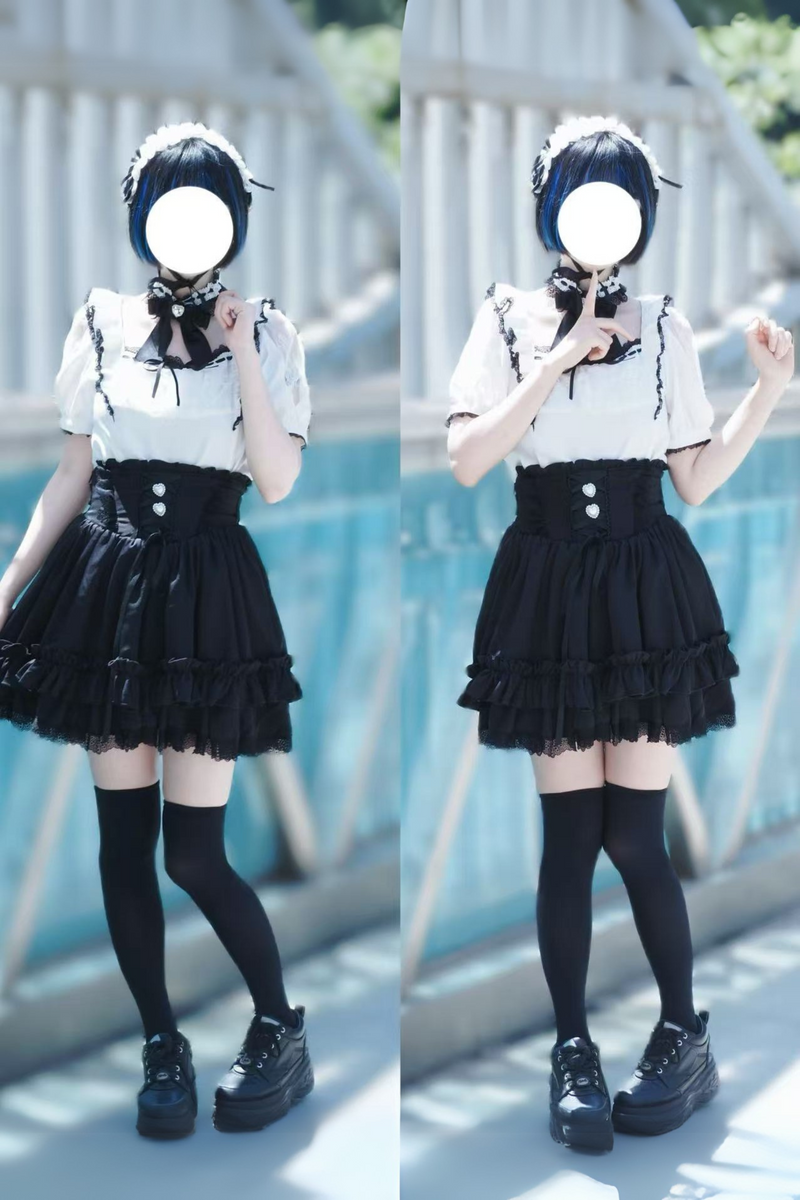 [pre-order] Lace Ribbon Shirt + Skirt