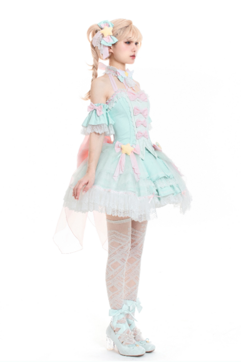 Magic Fairy Sparkling Water Lolita Top + Skirt + Hair Clip + Tail + Magic Stitching