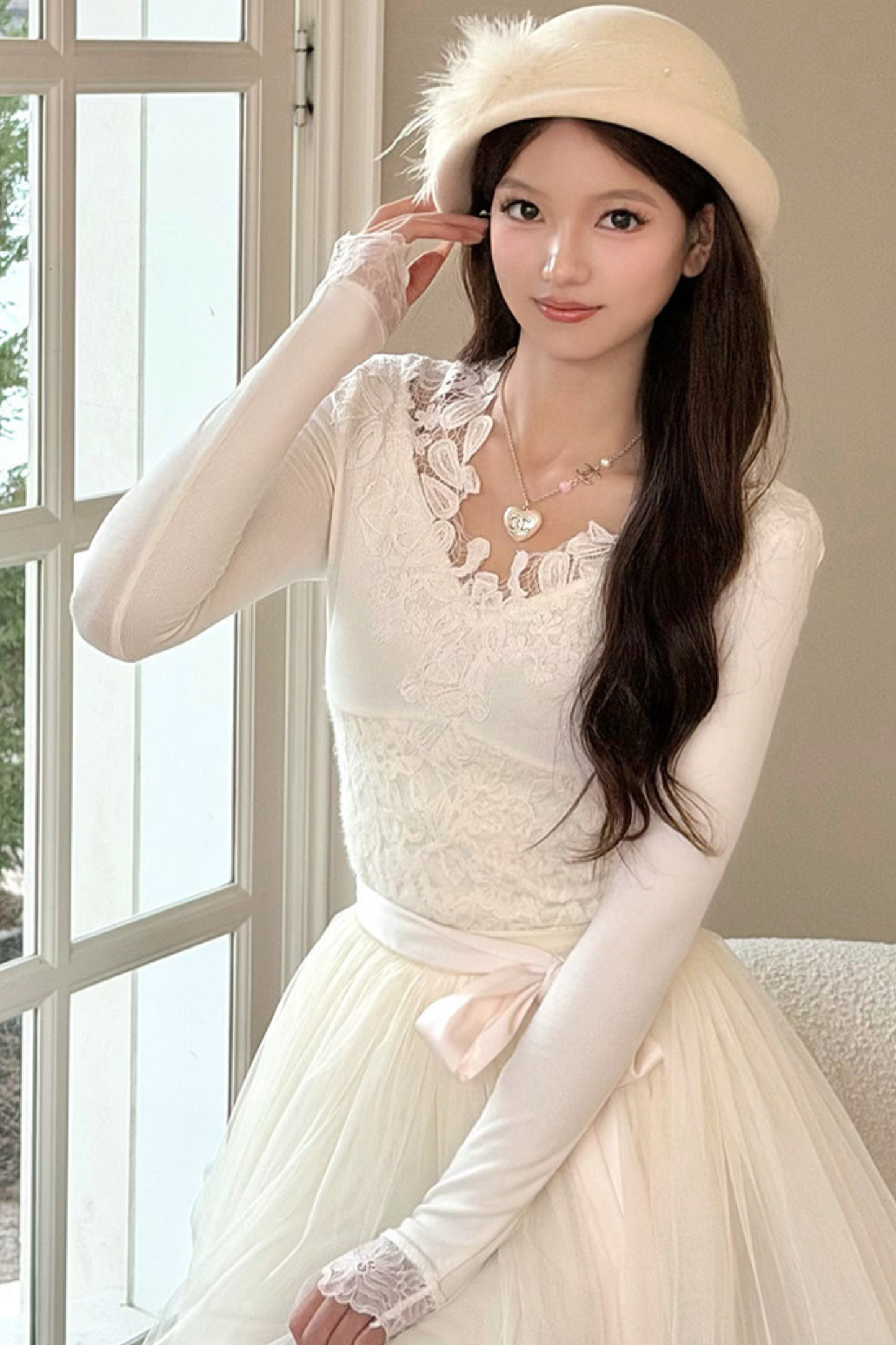 Noble French Lace Top + Flare Tulle Skirt