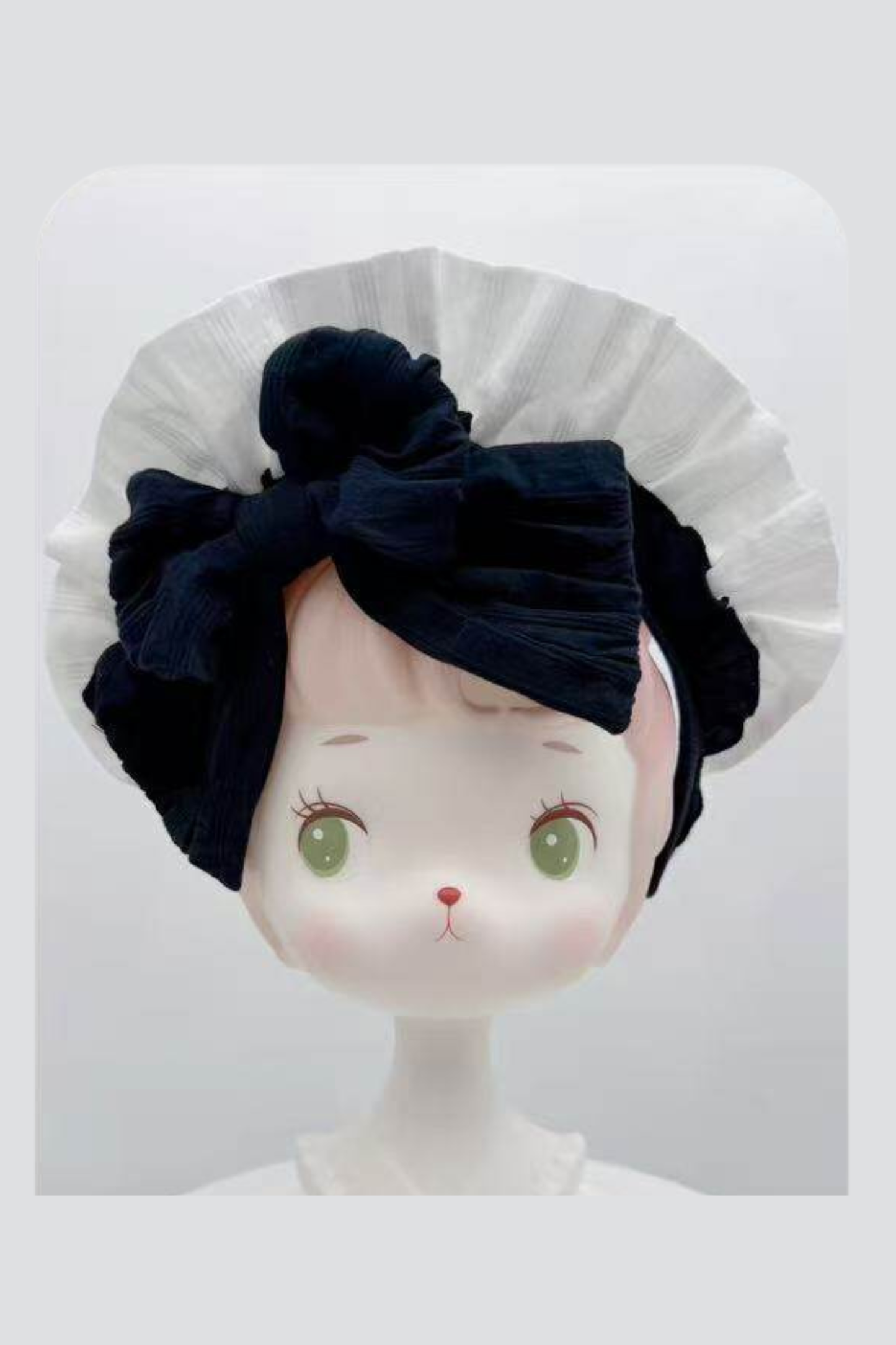 Monochrome Doll Lolita Dress + Headband + Bonnet + Clip