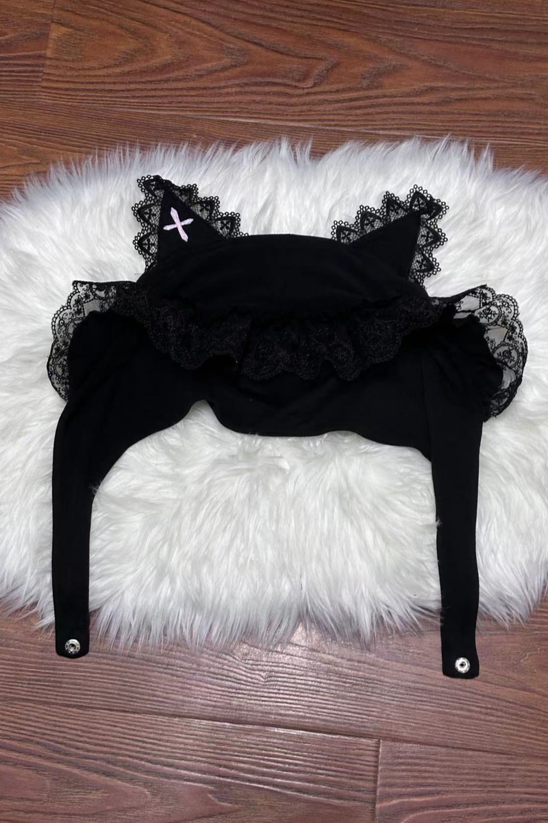 Cat Puff Sleeve Top + Suspender Skirt + Pants + Hat