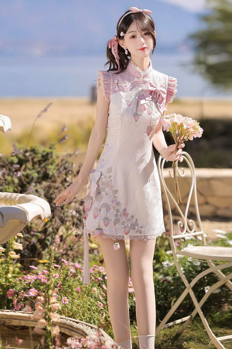 Strawberry Sweet Chinese-style Sleeveless Dress