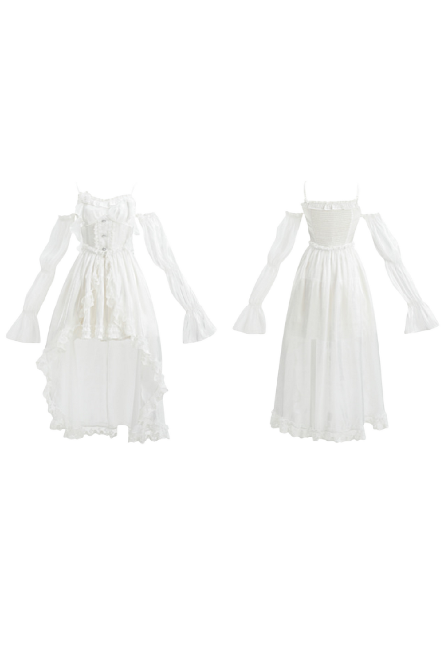 Heavy Shatin Drape Camisole Dress + Lace Asymmetric Shawl