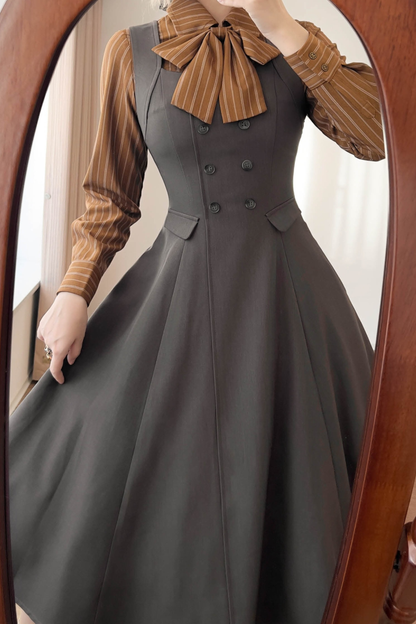 British Style Retro Sleeveless Dress
