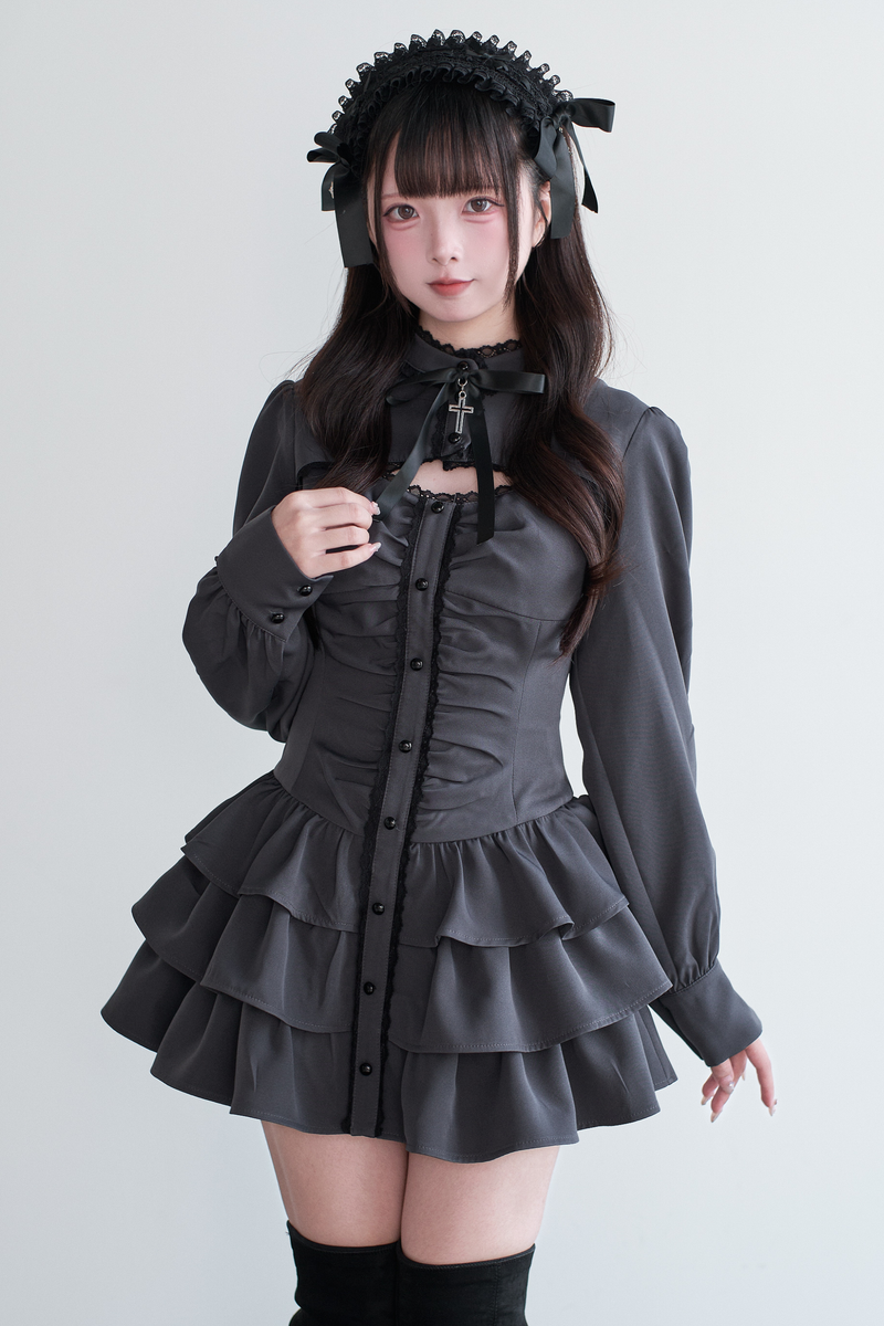 Little Goth Lace Ribbon Dress + Shorts