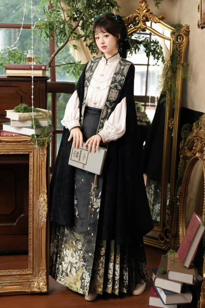 [pre-order] Dark Chinese-style Shirt + Cape + Skirt