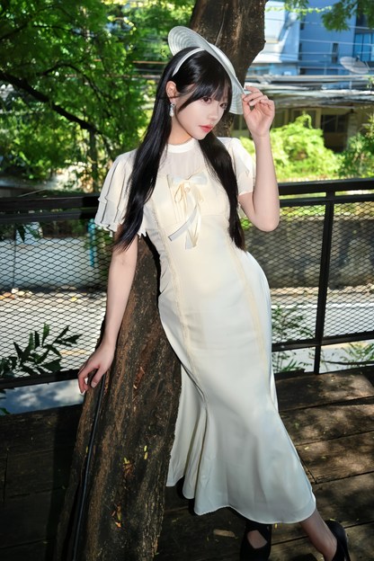 Pure White Lace Fishtail Dress