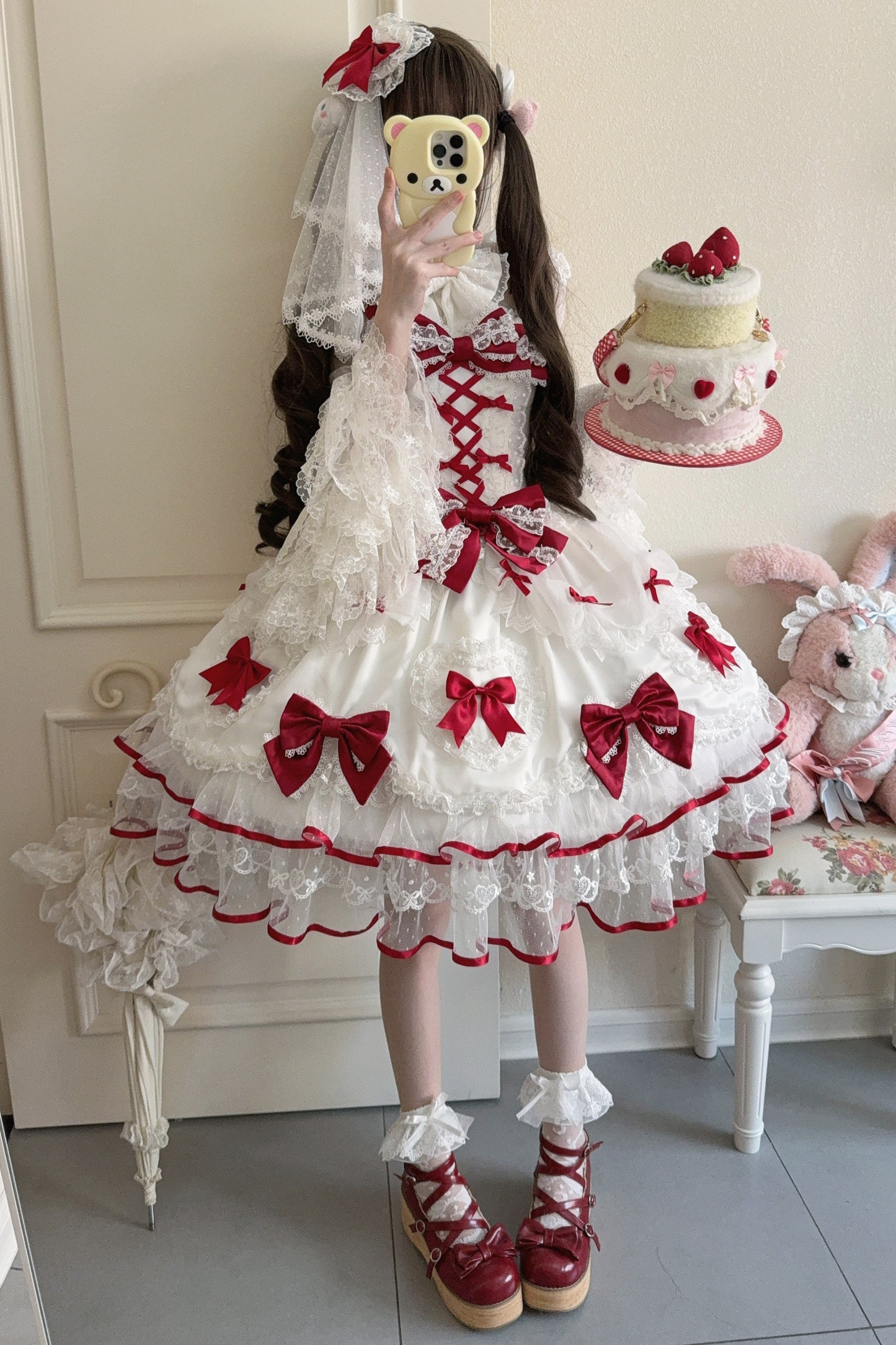 Sweetheart Lolita Dress + Ribbon + Veil