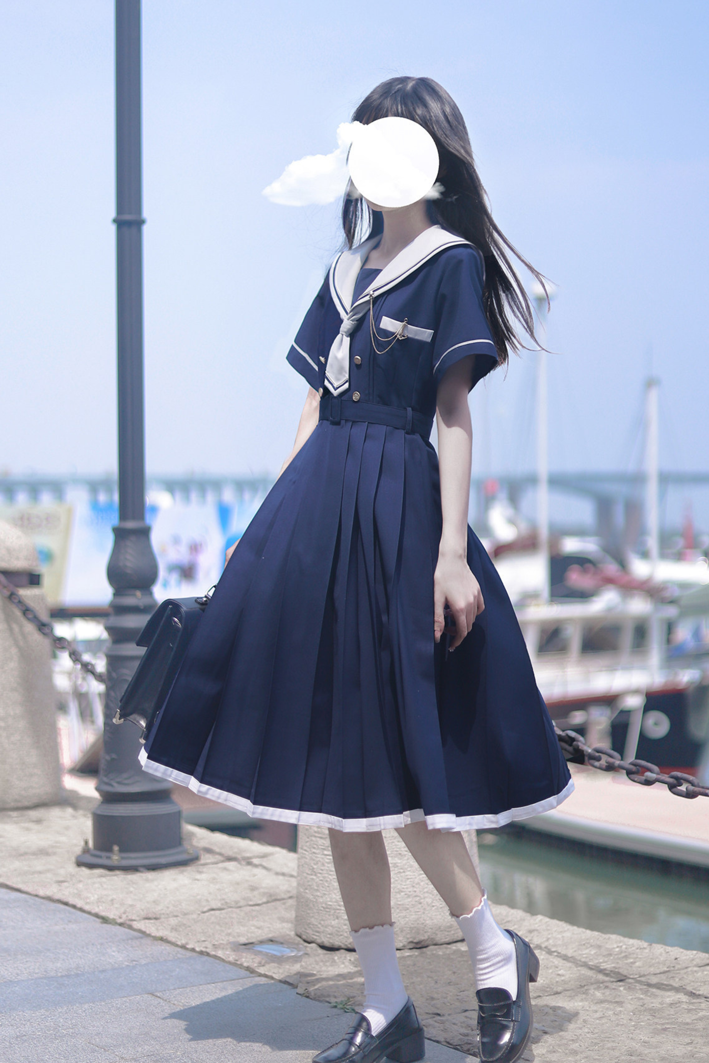Retro College Sweet Sailor Dress + Tie + Brooch