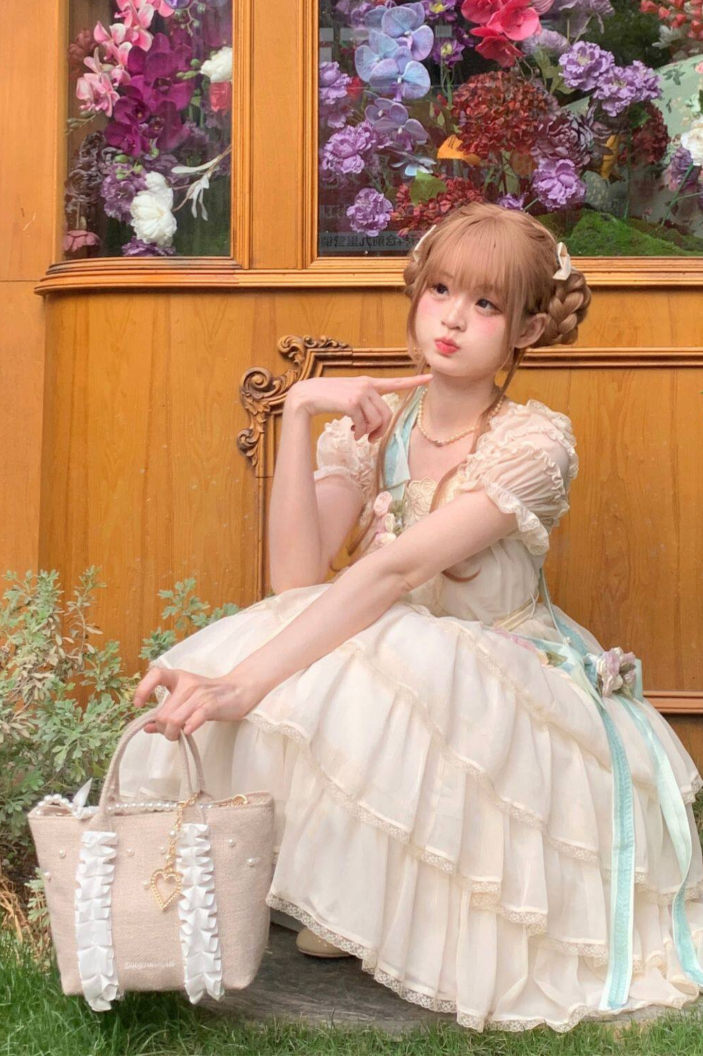 Sweetheart Pearl Ruffle Bag