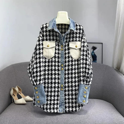 Plaid Denim Coat