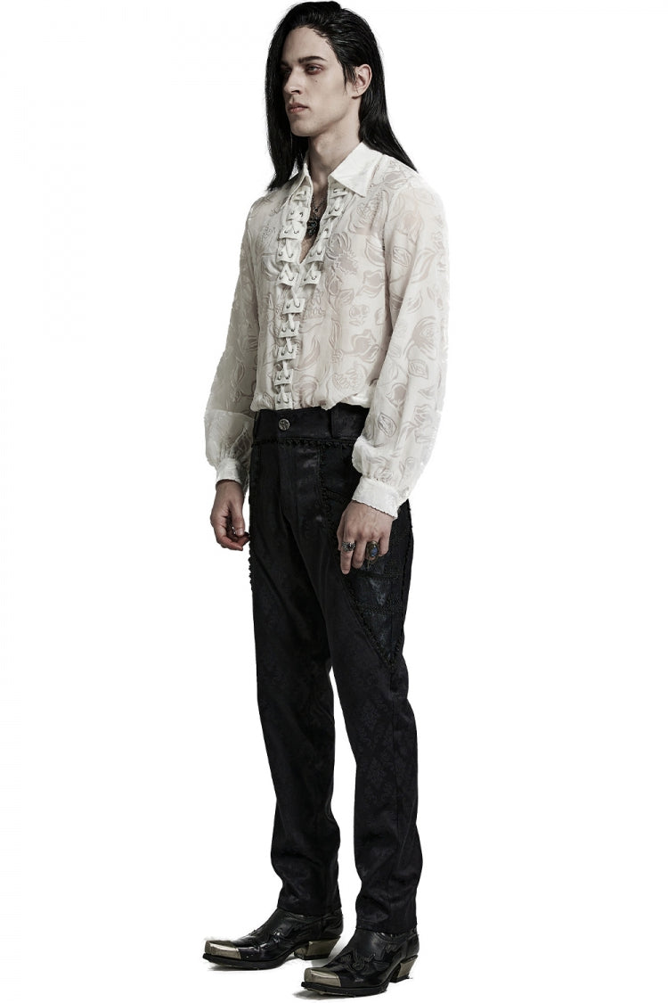 Piranha Print Lapel Collar Long Sleeves Gothic Blouse 2 Colors