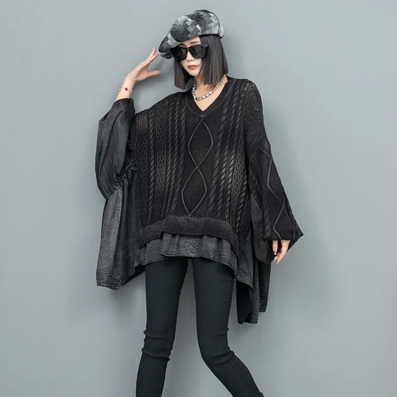 Loose Knitted Pullover Black