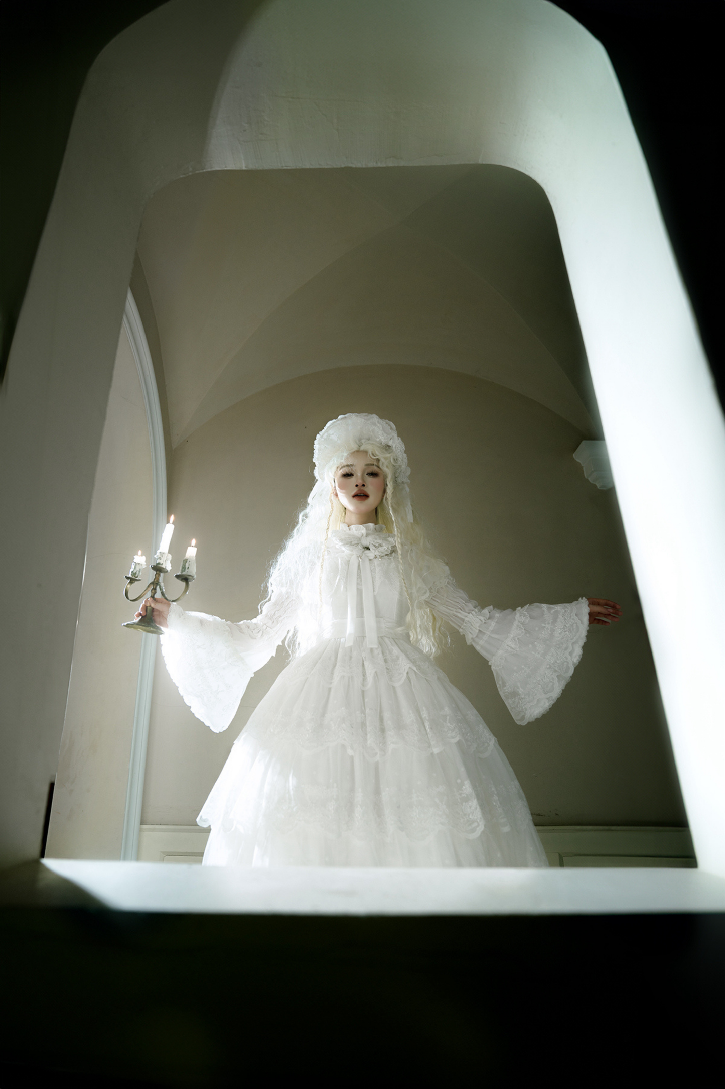 Flower Banquet Princess Sleeve Shirt + Ruffle Lolita Dress