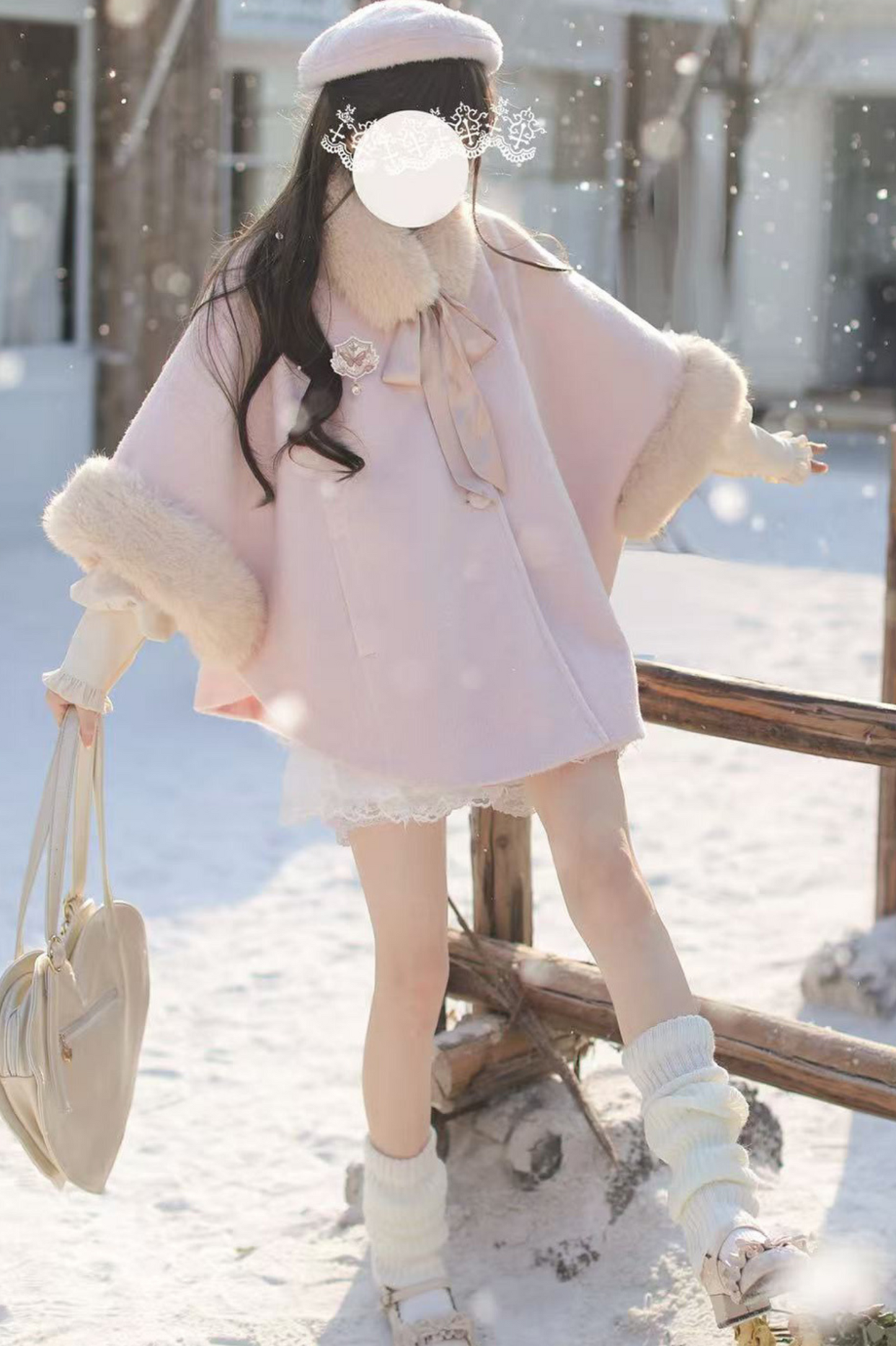 [pre-order] Sweet Wool Poncho Coat + Shirt + Beret + Badge
