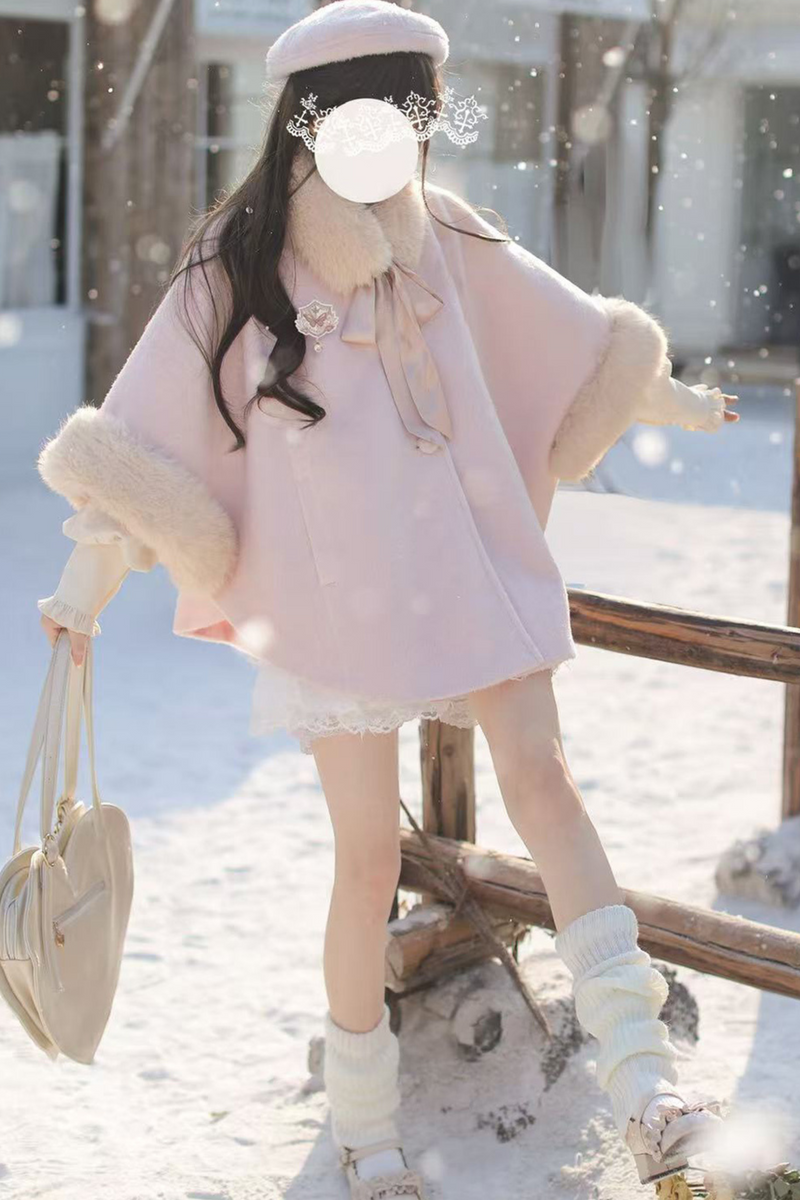 [pre-order] Sweet Wool Poncho Coat + Shirt + Beret + Badge