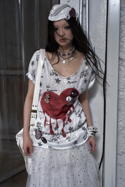 Y2k Tight Print Top